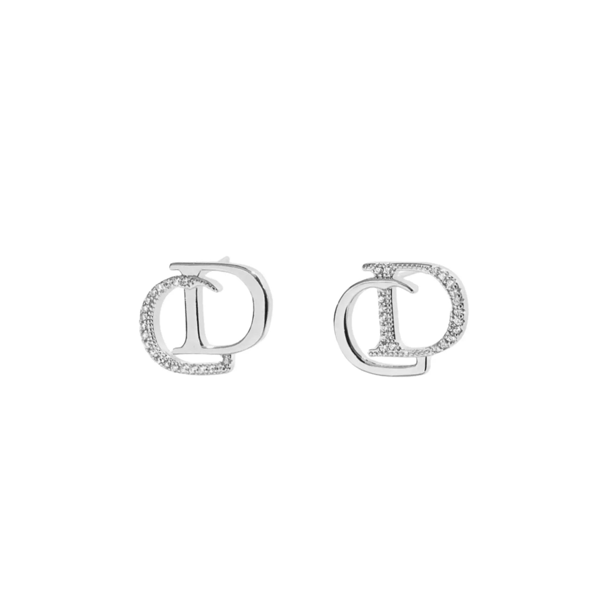 Silver Diamond Earrings in CD Design