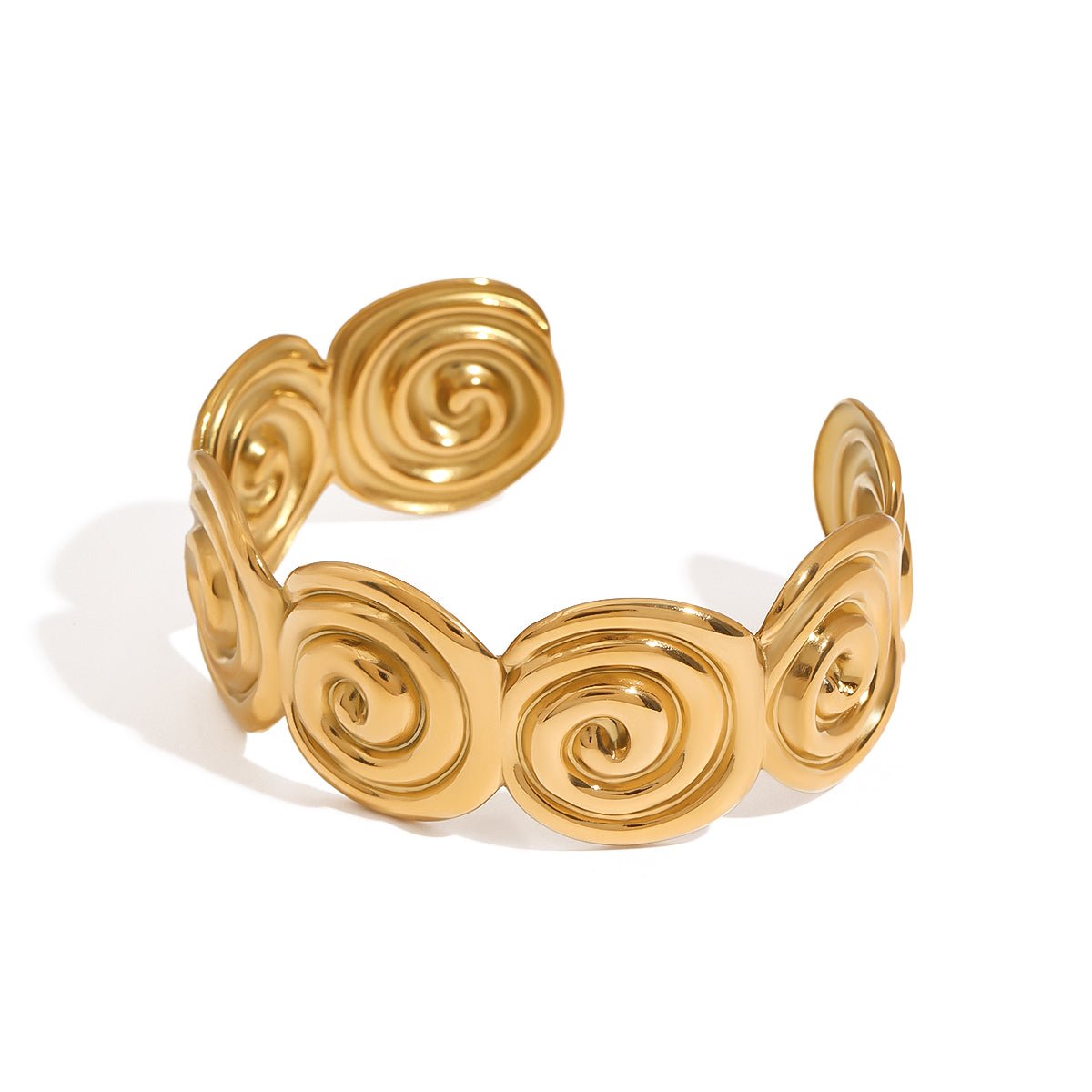 Elegant 18K Gold Serene Spiral Cuff
