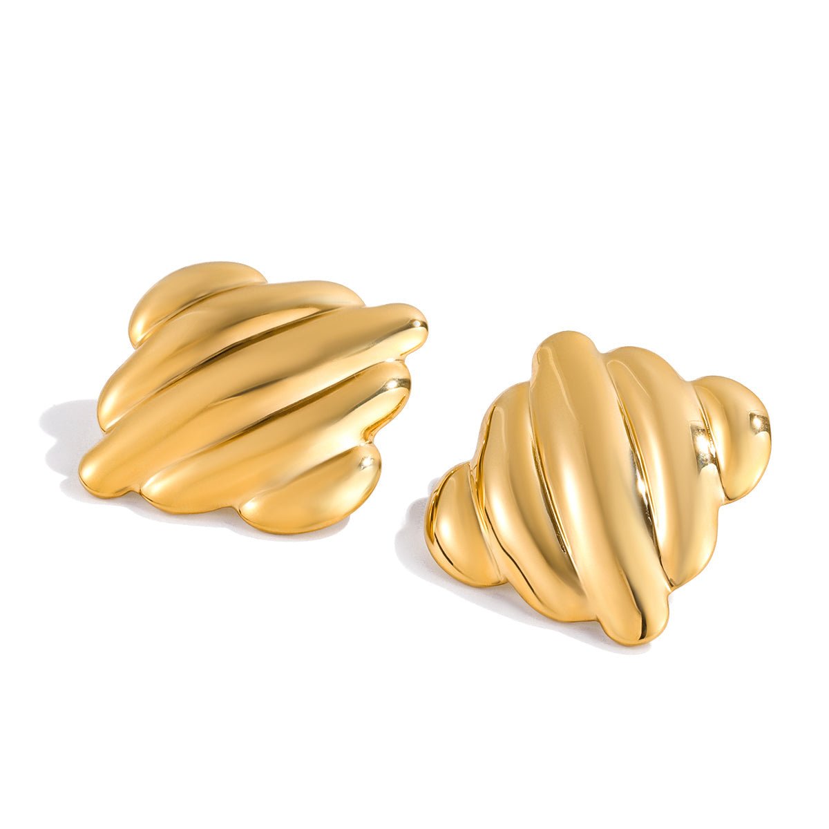 18K Gold Linnea Ribbed Stud Earrings