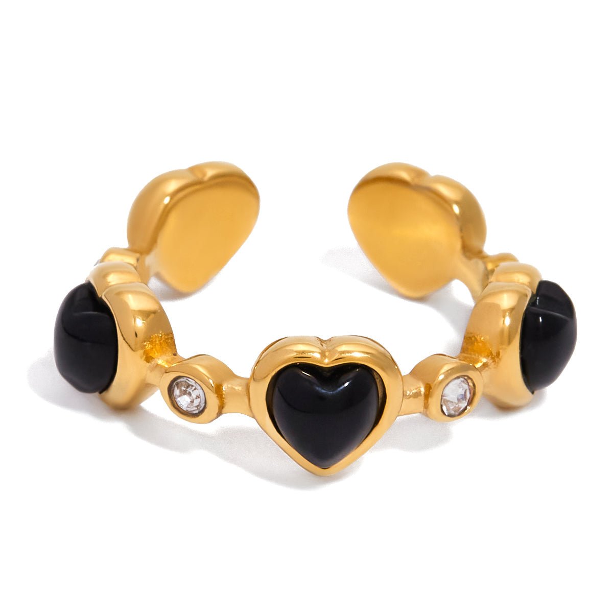 18K Gold Esme Onyx Heart Ring