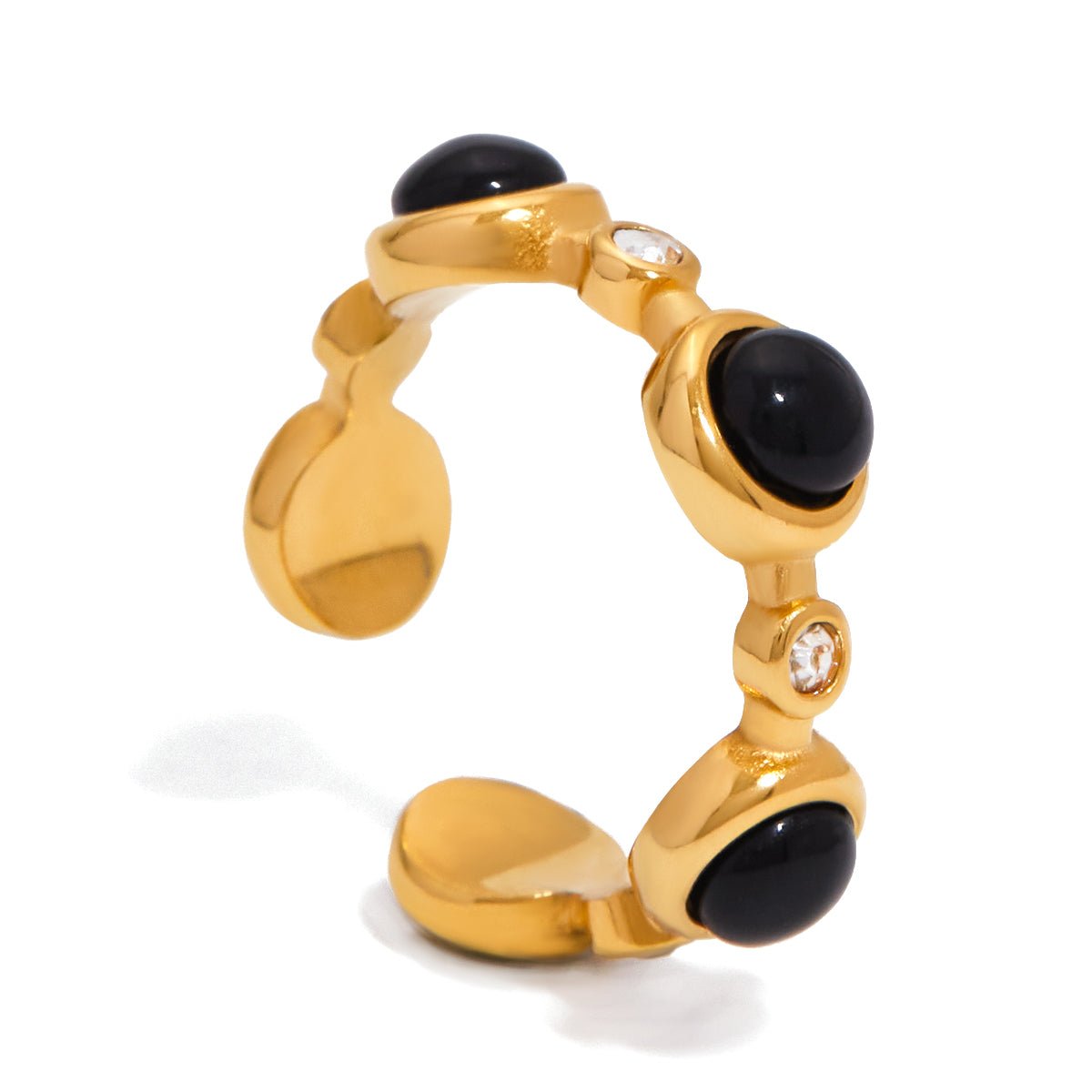 Ayana Black Cuff Ring in 18K Gold