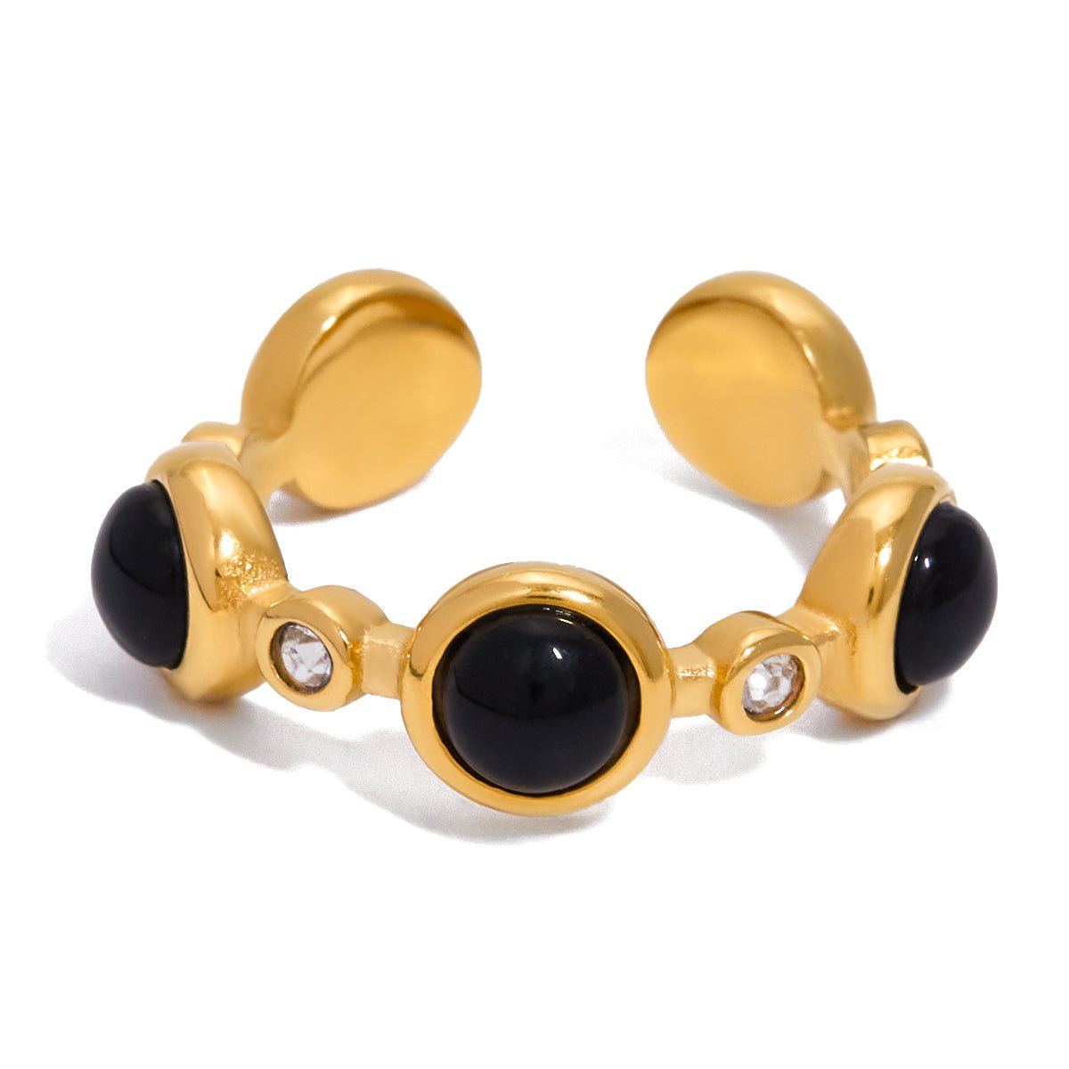Ayana Black Cuff Ring in 18K Gold
