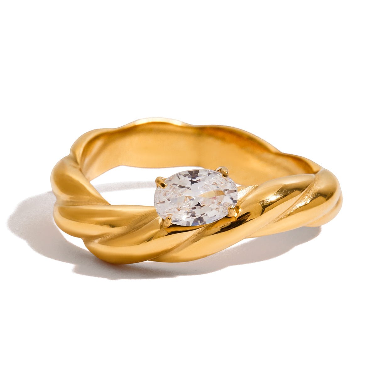 18K Gold Ralene Solitaire Ring
