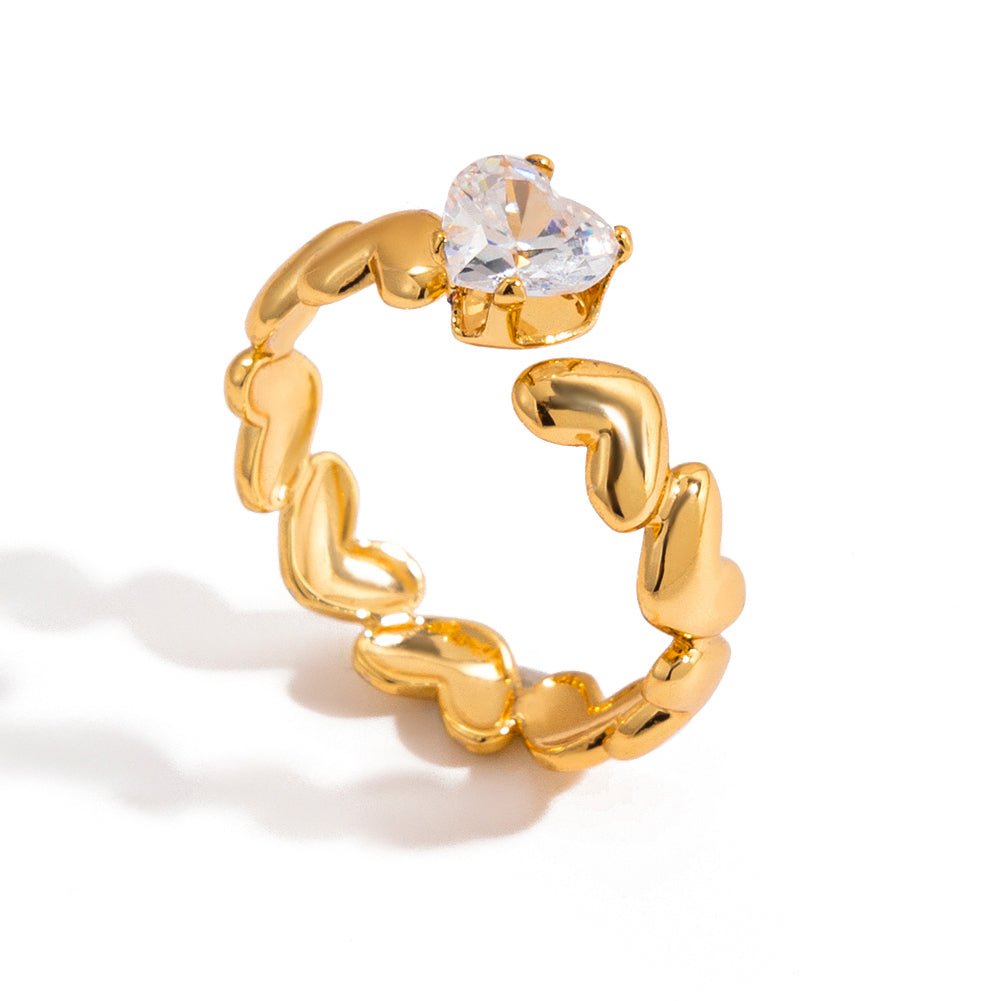 18K Gold Celestial Heart Ring