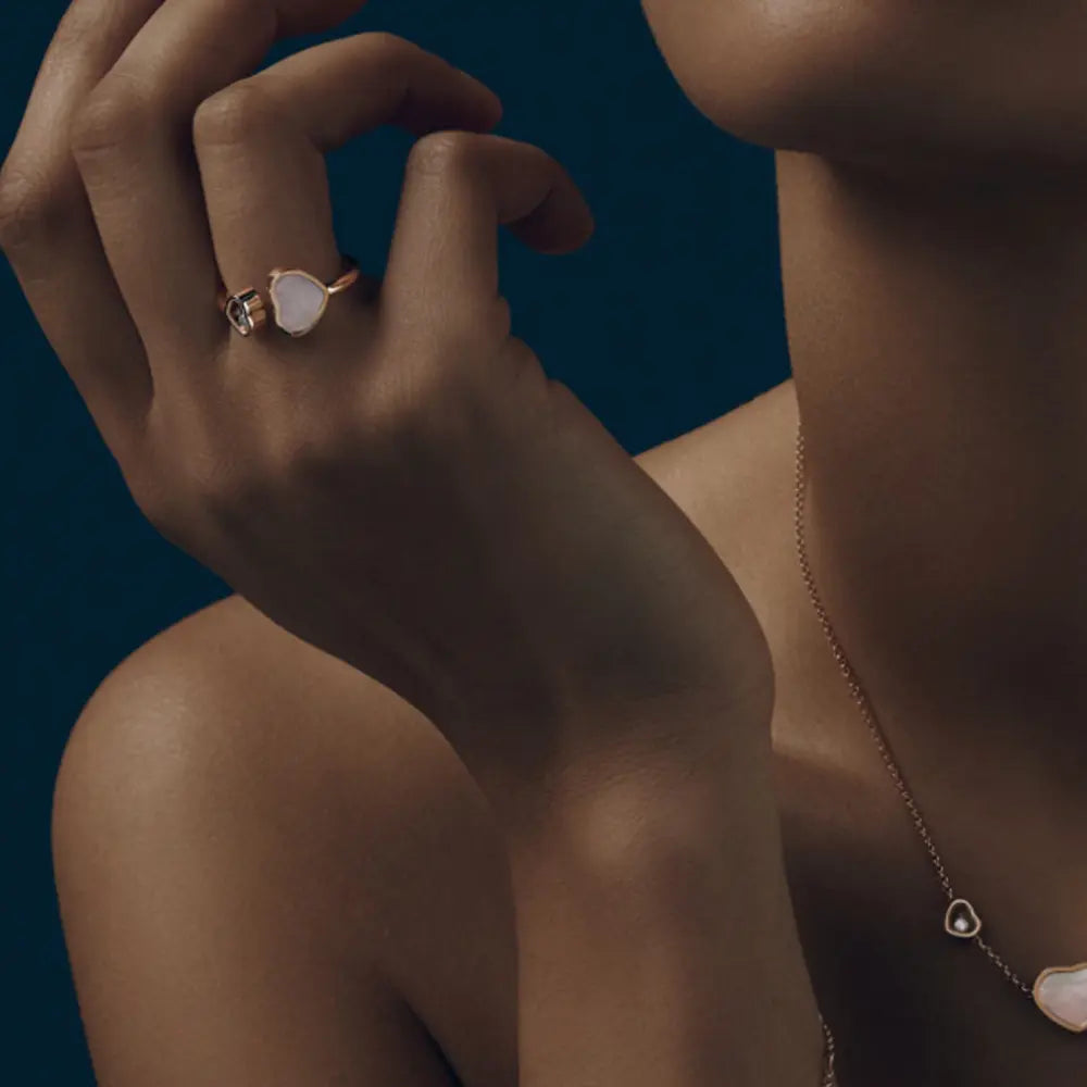 Rose Gold and White Heart Ring