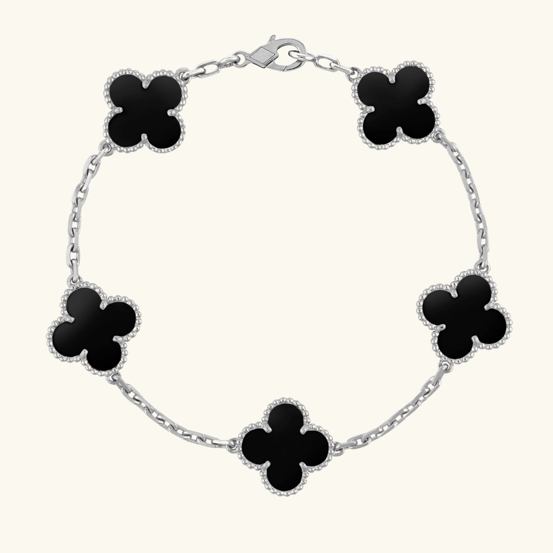 CLOVER | Black and Silver Bracelet