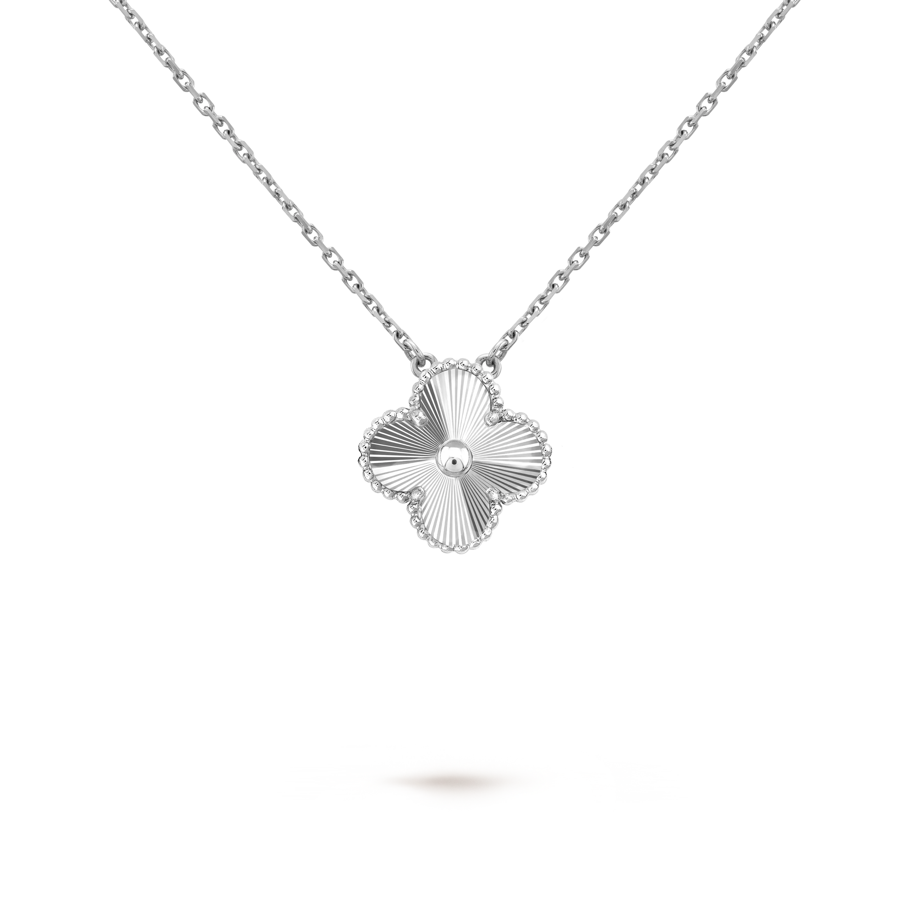 Silver Lavish Four-Leaf Clover Necklace