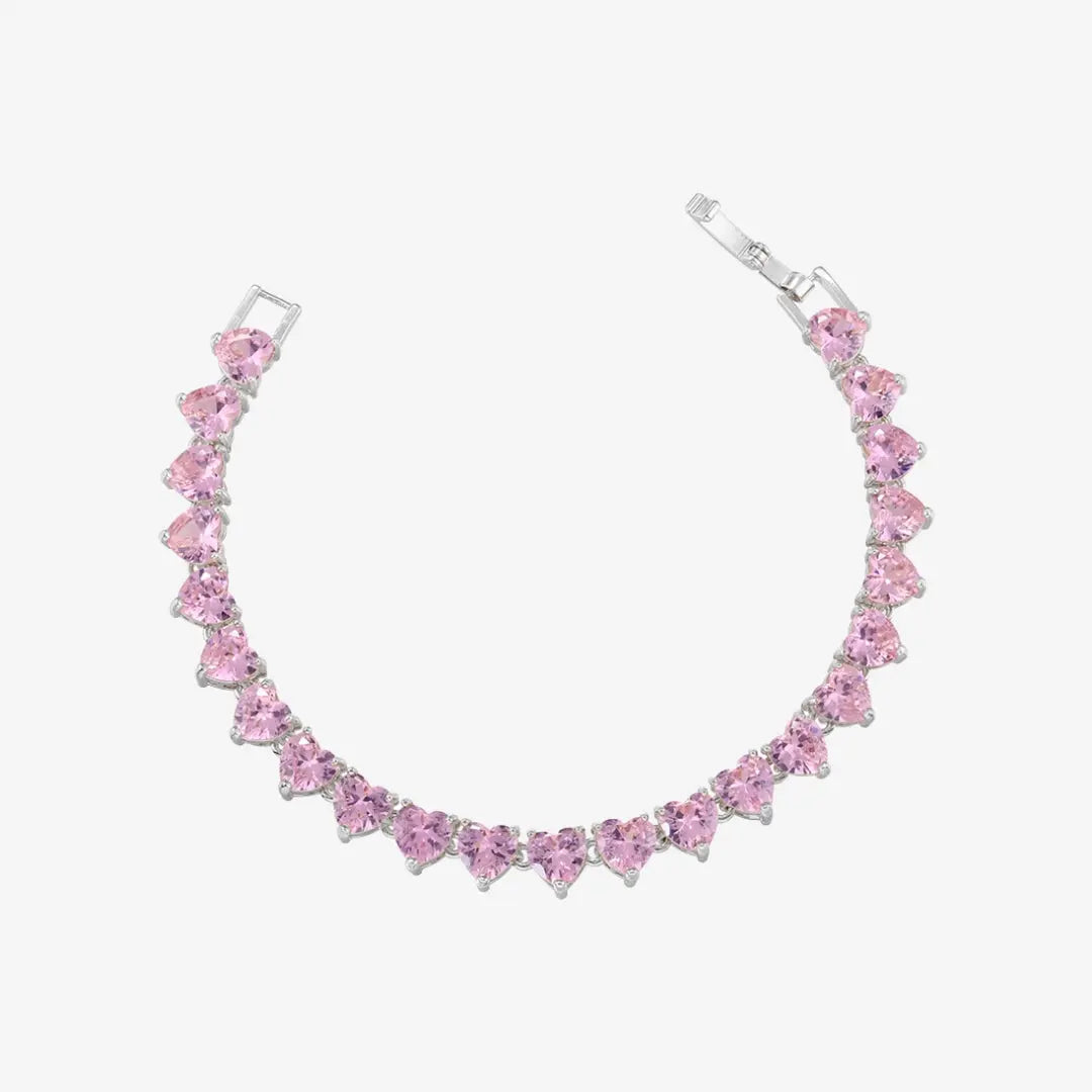 Pink Heart Tennis Bracelet